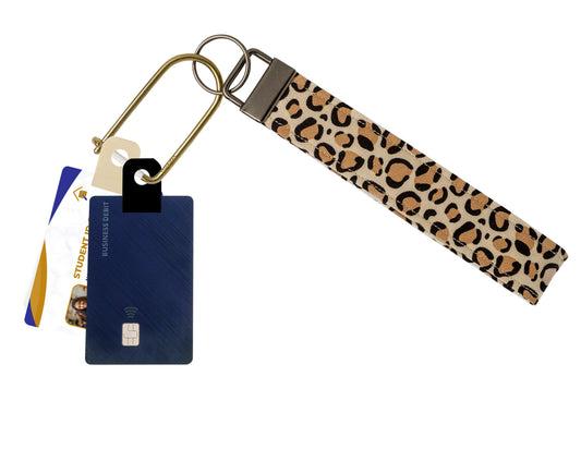 Leopard Print Fabric Keychain, Key Fob (Carabiner & Tabber Grabbers Not Included)